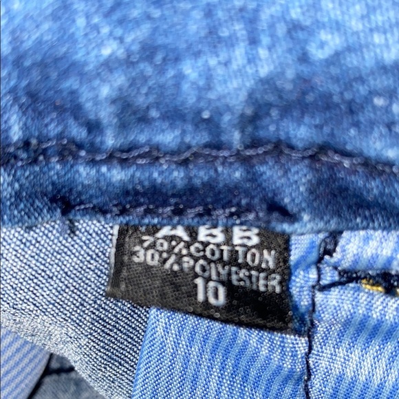 ABB denim blue jeans distressed fade elastic waistband button zipper fly size 10 - Picture 5 of 11